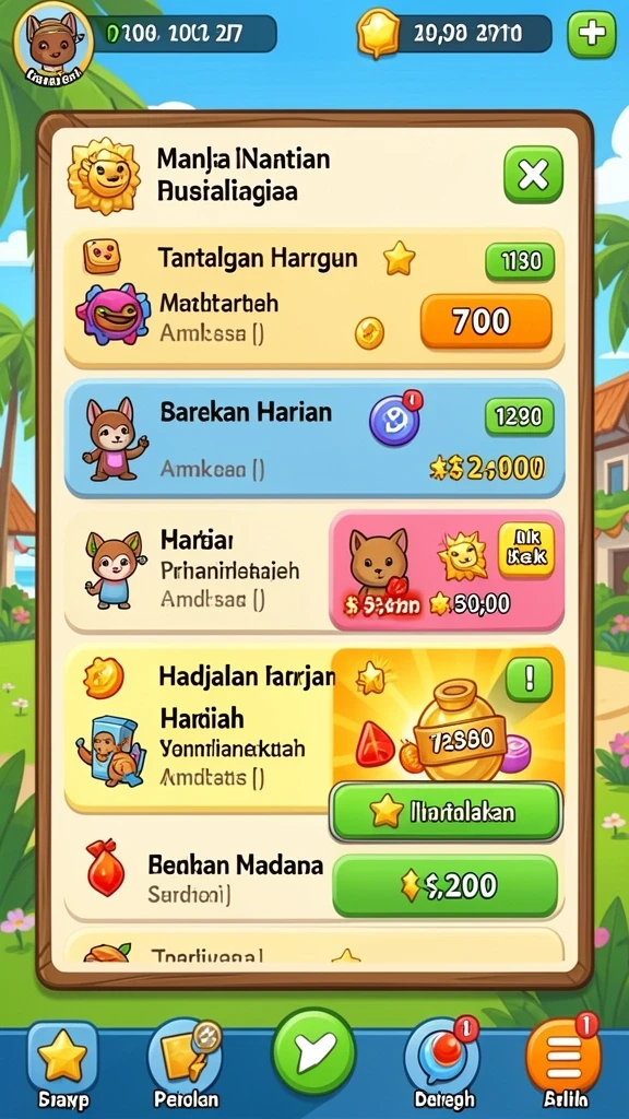 Screenshot fitur upgrade yang memungkinkan pengembangan karakter.