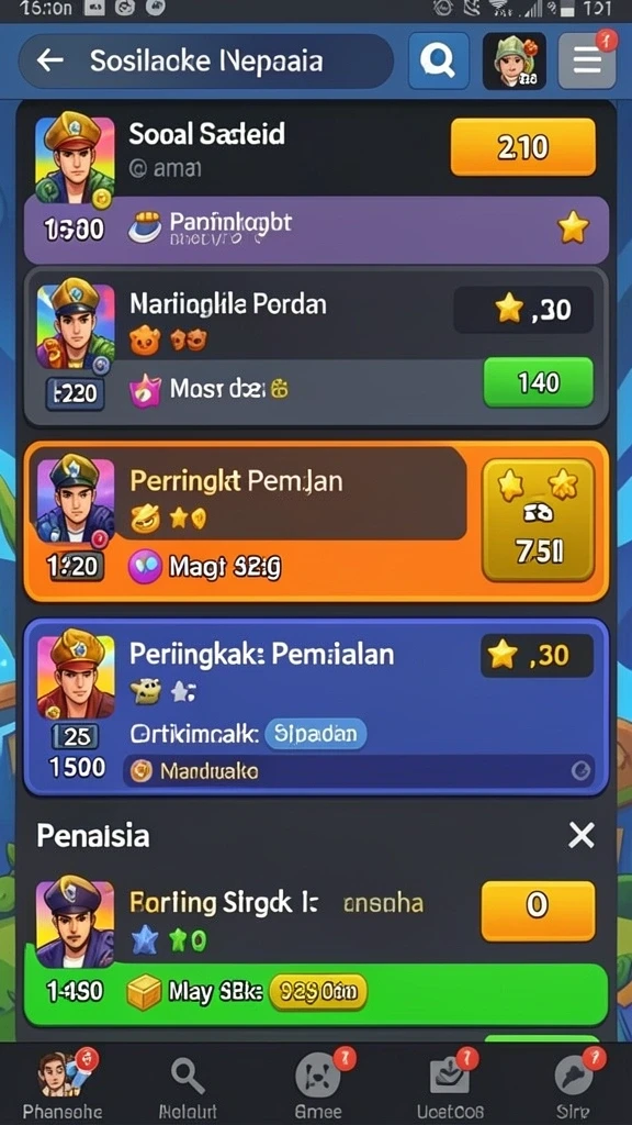 Tampilan utama permainan dengan berbagai pilihan slot.