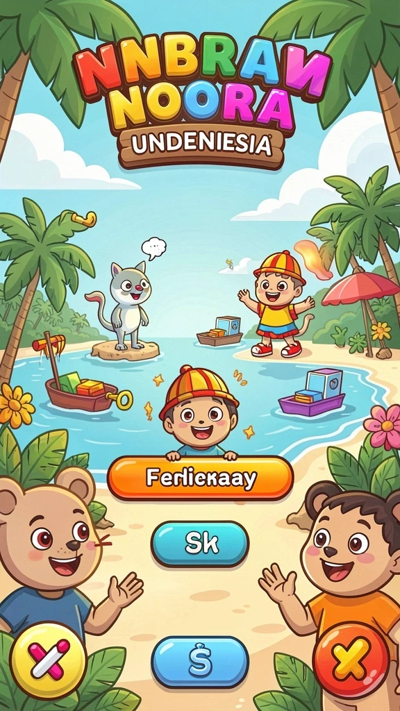 Tampilan level pertama yang penuh warna dan menarik.