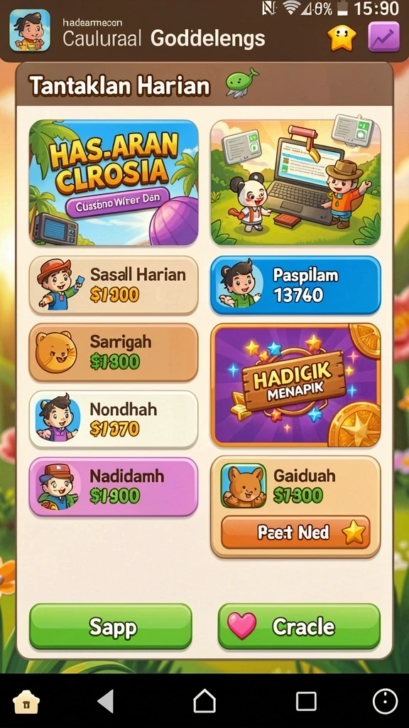 Screenshot menampilkan antarmuka utama permainan yang menarik.